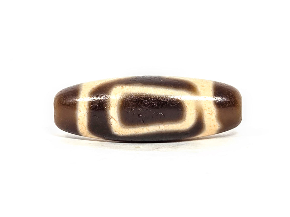 V-071126-HE opposite primary face C, angular oval reading, cream band enclosing dark interior, warm dark brown, unretouched