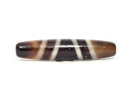 V-052222-7SChung, Face C, near-pitch-black upper ridge, warm chocolate-brown lower body, cream stripes, unretouched