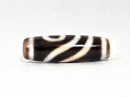 V-080426-2EVBS vintage Taiwan two eye variant dzi dark brown agate face B diagonal wave connector unretouched
