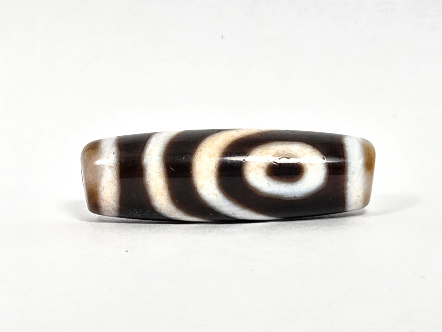 V-080426-2EVBS vintage Taiwan two eye variant dzi dark brown agate face C second eye arc composition unretouched